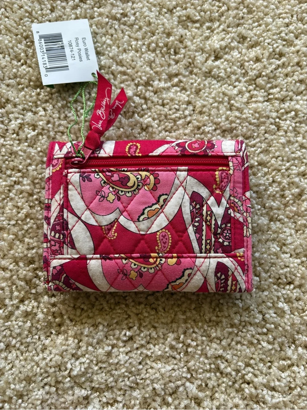 Vera‎ Bradley Rosy Posies Euro Wallet Pink Quilted Floral NWT
